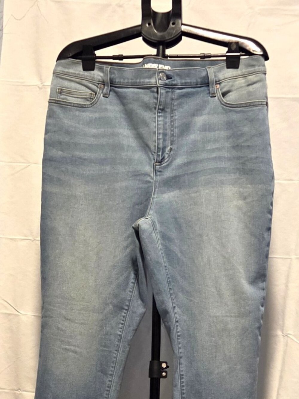 Lands End Womens High Rise Straight Leg Jeans Light Wash Blue Denim Size 18